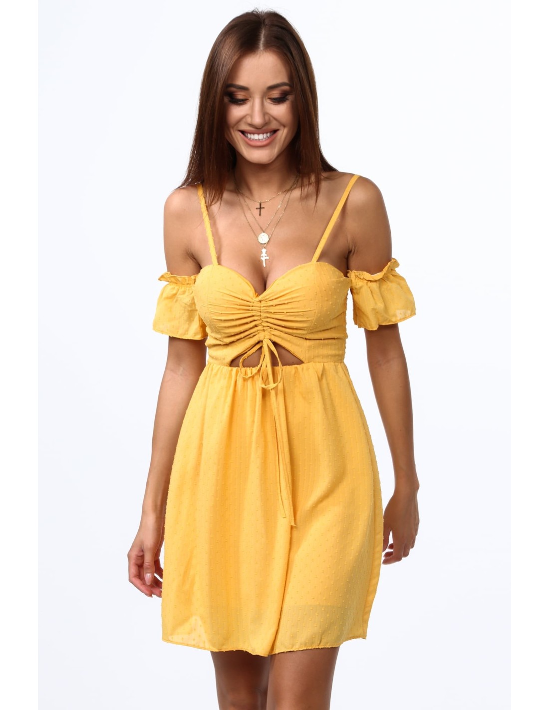 Honey dress with thin straps 1018 - Online store - Boutique